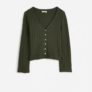 Madewell Basket-Weave Stitch Long-Sleeve Cardigan Sweater Tee XS NEW NWT